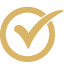 Circular checkmark symbol in gold