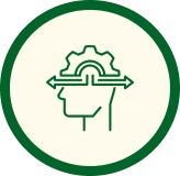 Mind with mechanical gear symbol