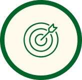 Target with arrow icon in green circle.