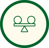 Balance scale icon with two circles